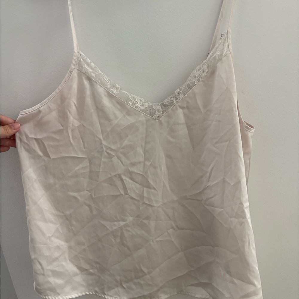 Chic Lace Trim Beige Cami Top